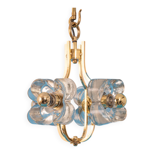 Suspension Petite en laiton et verre cristal par Sische, Allemagne, années 1970 — Beyit