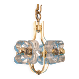 Small brass and crystal glass pendant by Sische, Germany, 1970s.