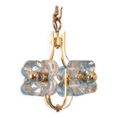 Small brass and crystal glass pendant by Sische, Germany, 1970s.
