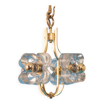 Small brass and crystal glass pendant by Sische, Germany, 1970s.