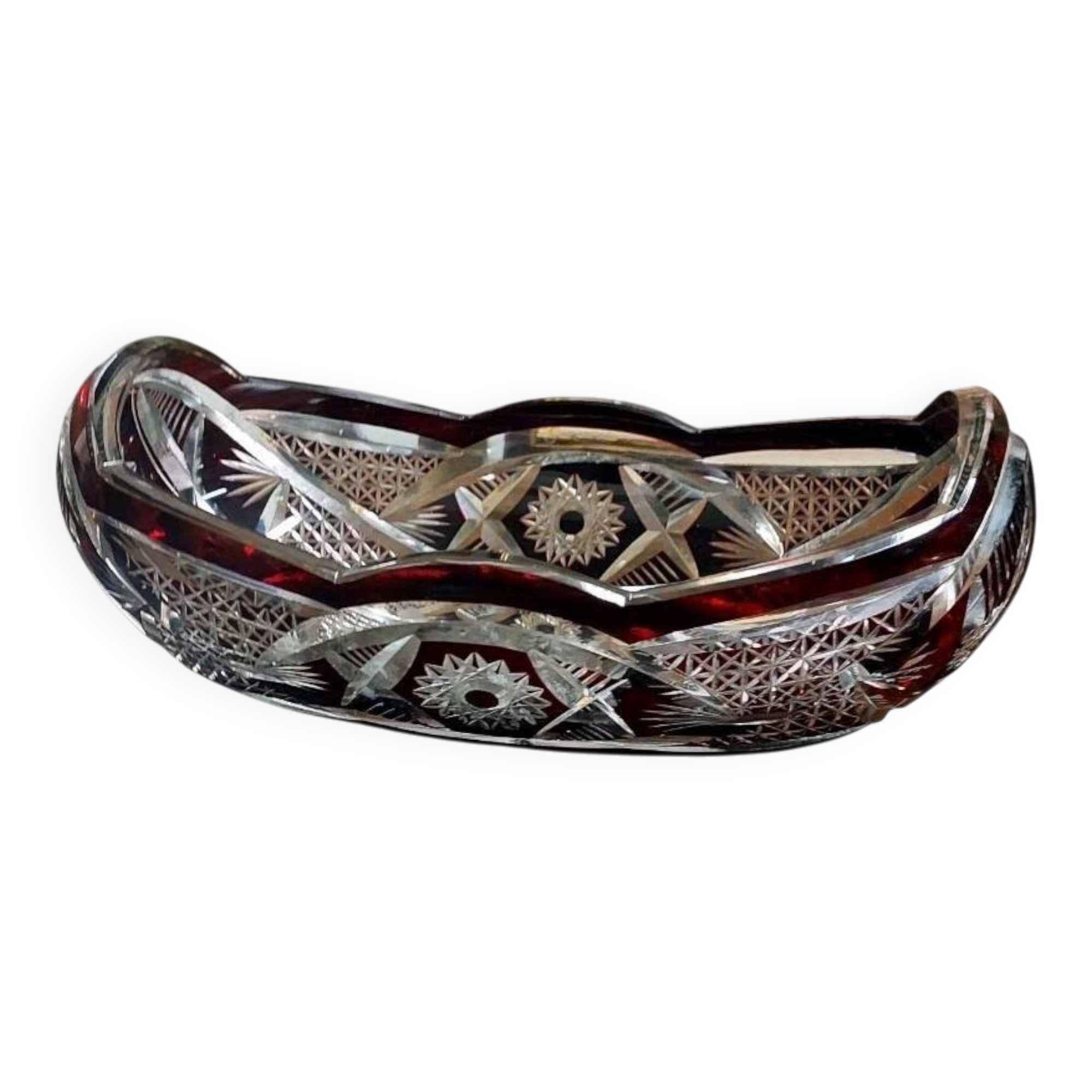 Ruby red Bohemian crystal bowl from the mid-1900s.