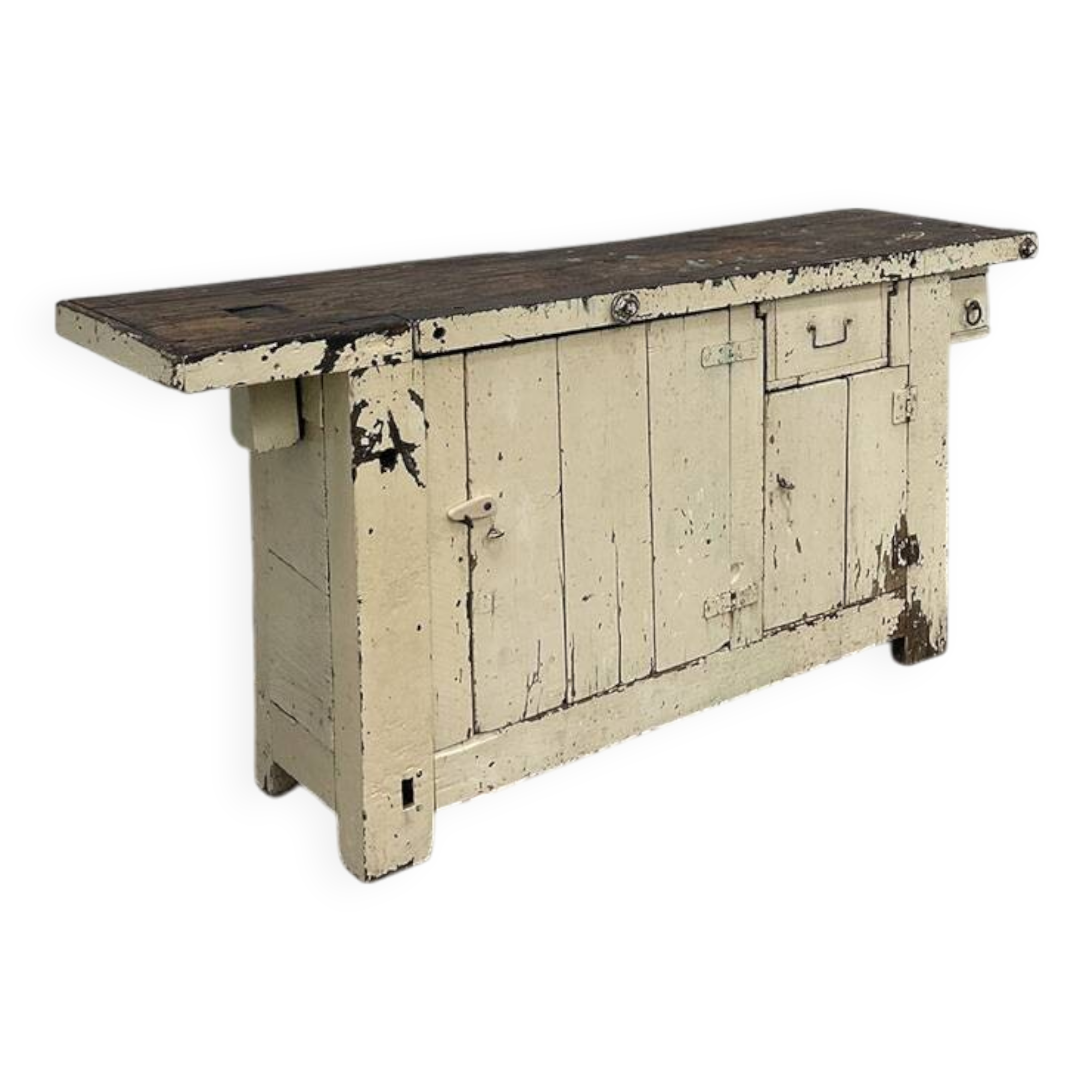 Small 1900 workbench with beautiful light patina