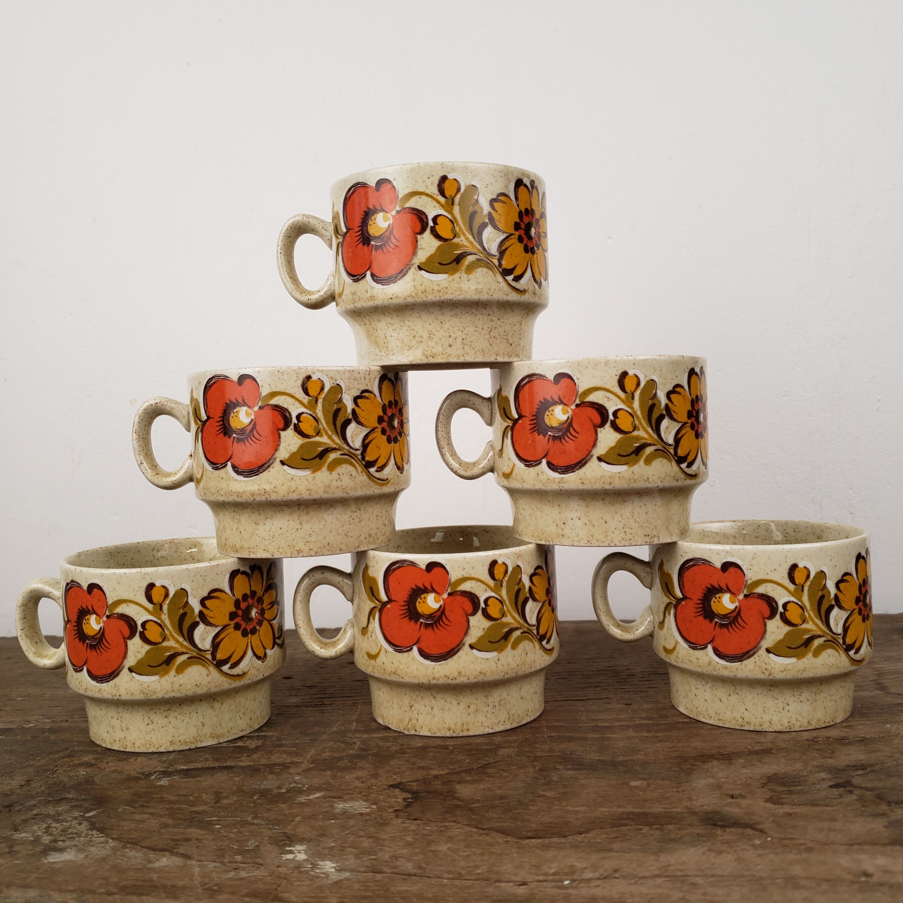 Vintage cups 70' x6 - Weidmann, Italian porcelain