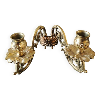 Wall light/Piano with 2 lights. Louis XVI style. In gilded bronze