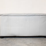 Lounge White Leather Sofa Mid-Century Modern, Italy, 1970s