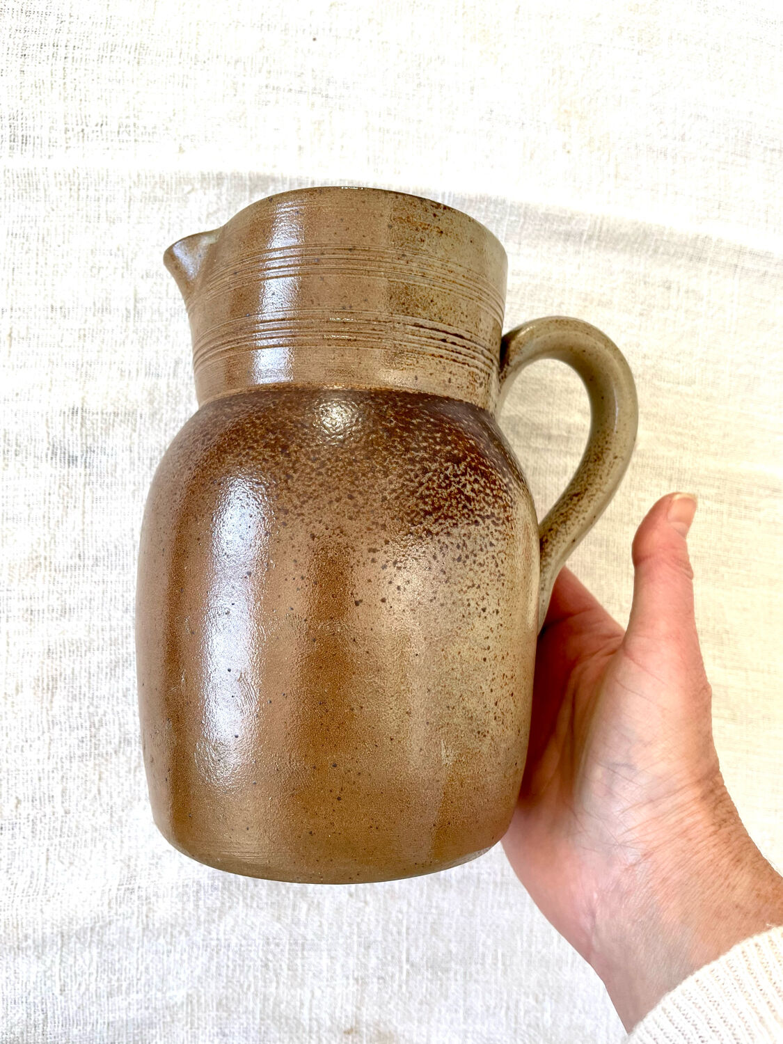 Pichet stoneware vintage Grès du Berry handmade France