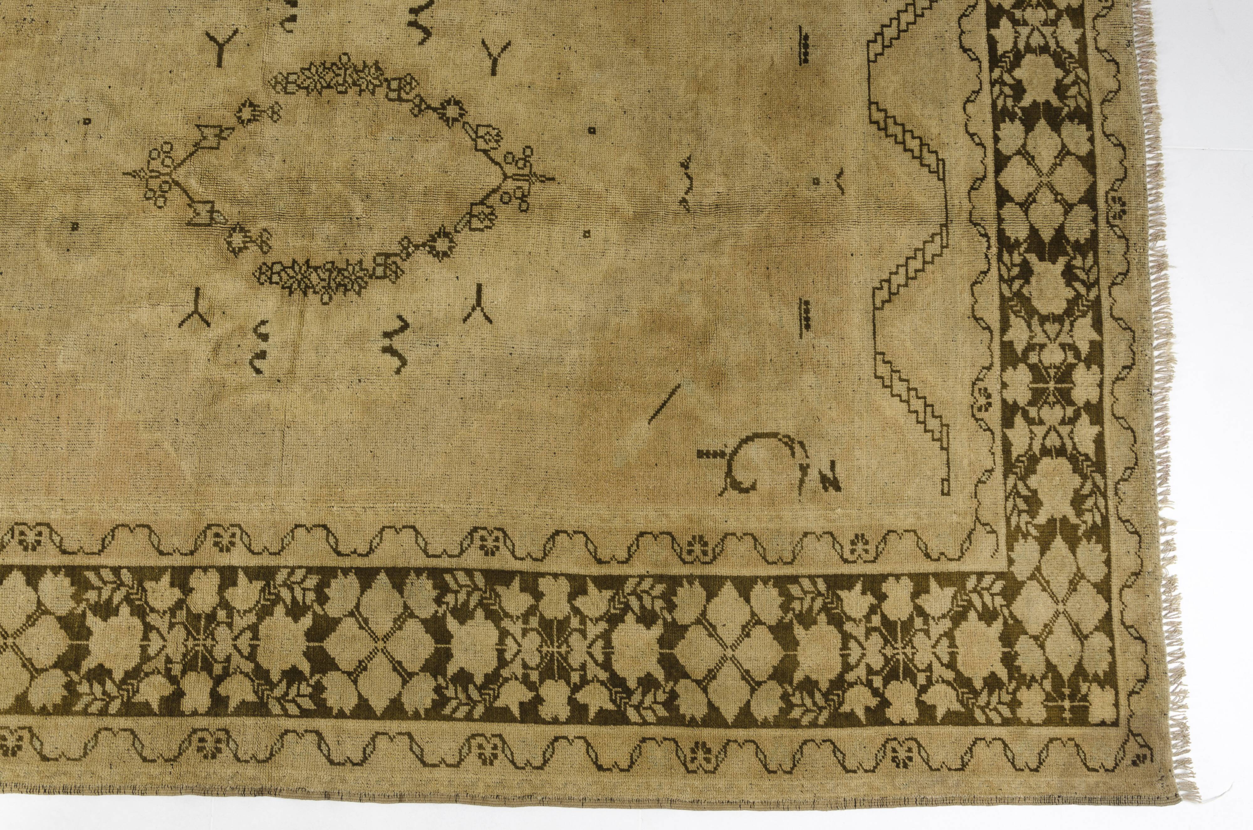 Oushak Handknotted Vintage Floor Rug