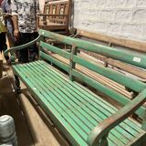 Indian bench in green lacquered teak