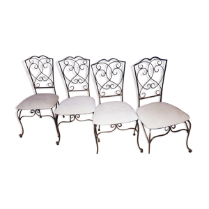 chaises et table forgées