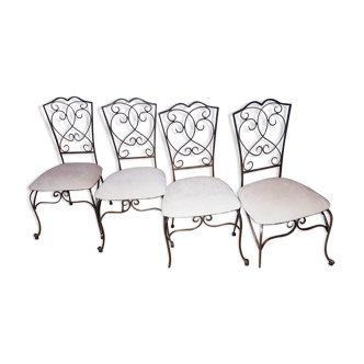 Chaises et table forgées