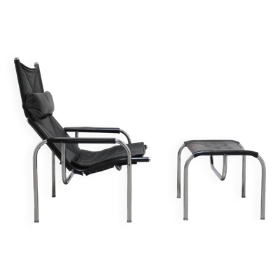 Fauteuil inclinable 'HE1106' avec repose-pieds par Hans Eichenberger pour Strässle, 1978