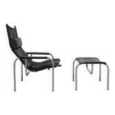 Reclining 'HE1106' lounge chair with ottoman by Hans Eichenberger for Strässle, 1978
