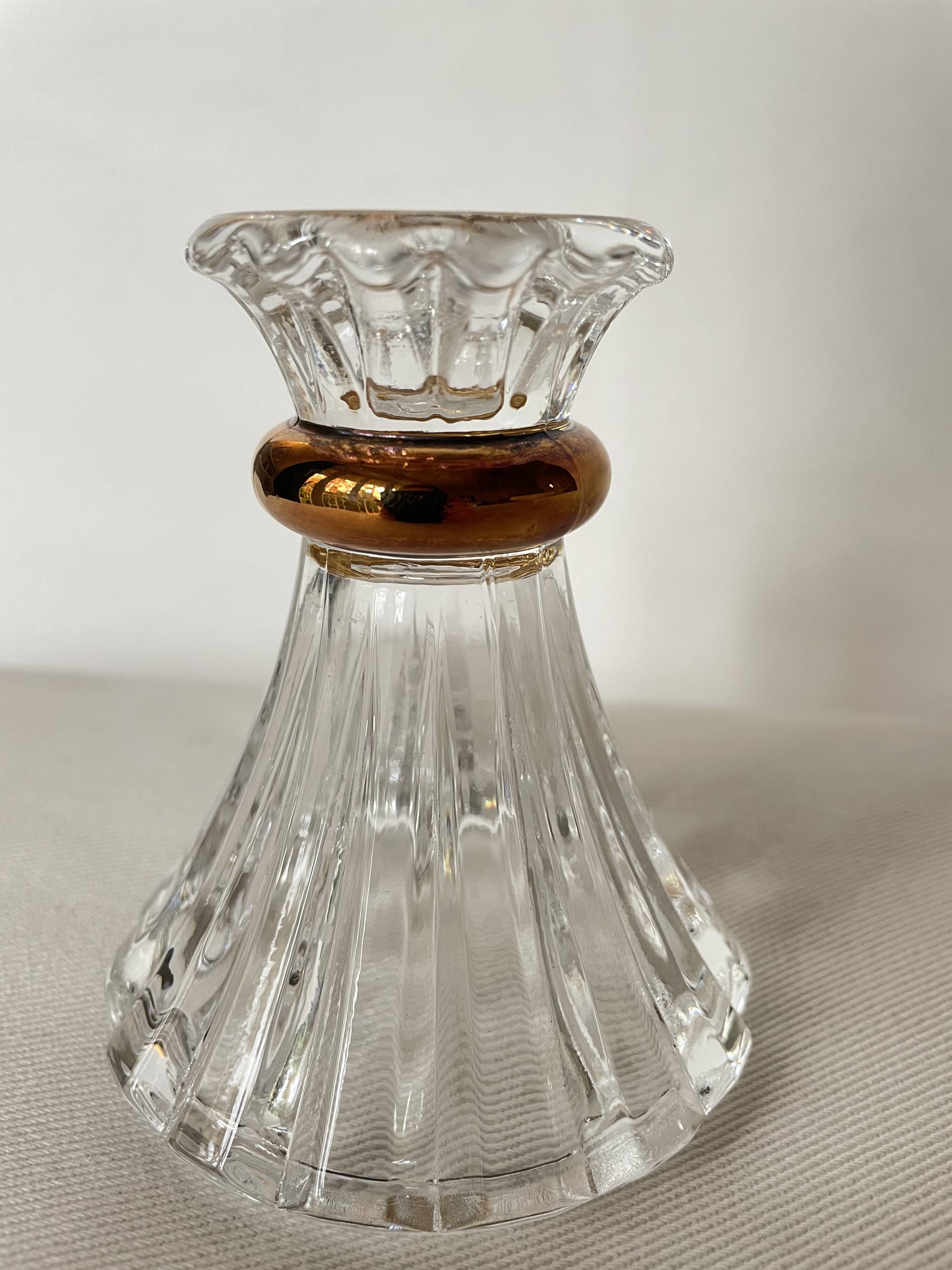 Lustre Cristal D'Arques, Bougeoir À Bord Doré