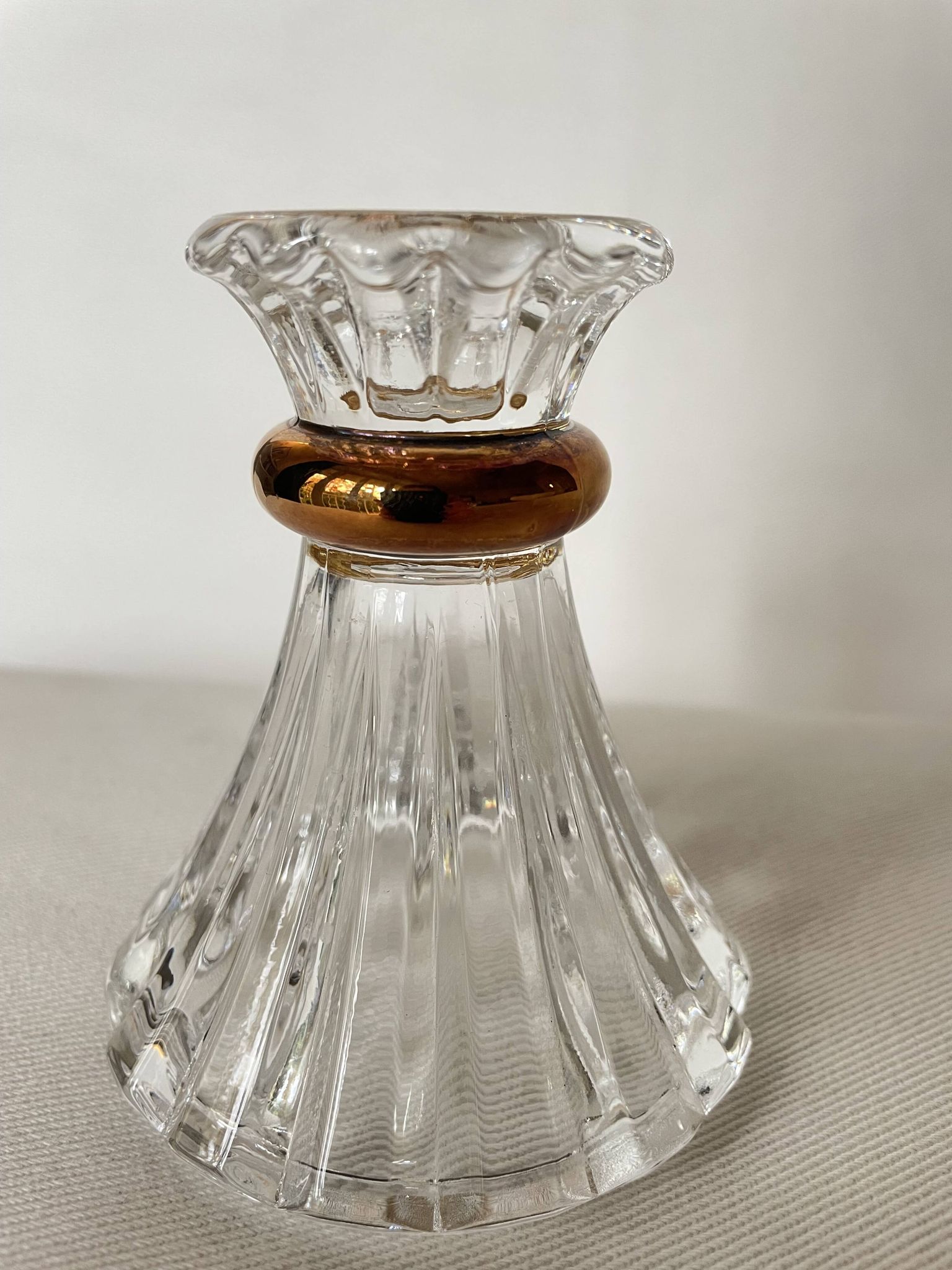 Crystal Lustre D'Arques, Candle Holder with Gold Edge