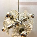 1970s german cosack sputnik dandelion hanging light chrome, glass