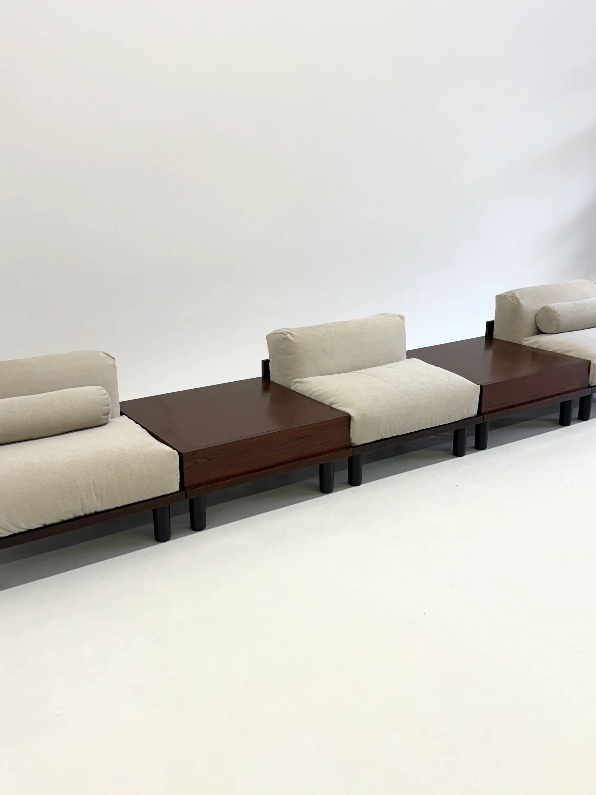 Italian modular sofa with coffee table set in Japandi style