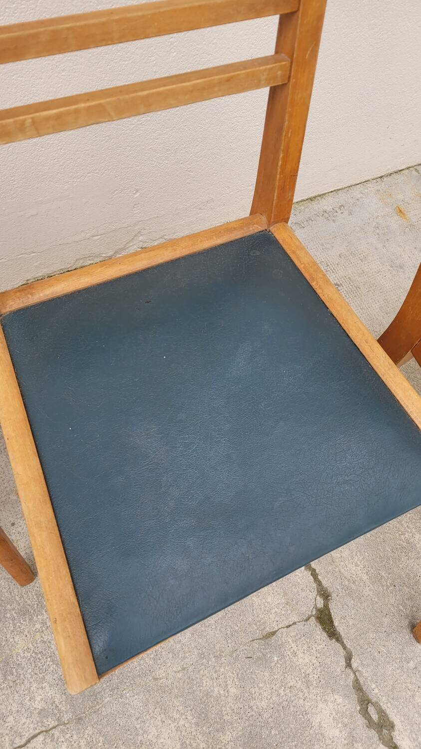 Series of 3 vintage chairs with compass legs - 1950s