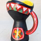 Modernist polychrome ceramic pitcher by Gabriel Fourmaintraux, circa 1950