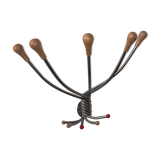 Vintage Wall mount ‘Octopus’ metal and wood swivel coat rack