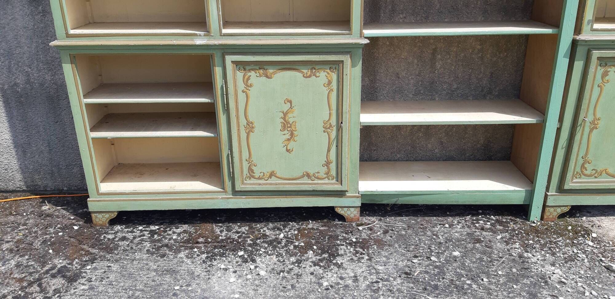 2 library furniture ceruse wood green and gold