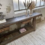 Solid oak console workbench 220cm