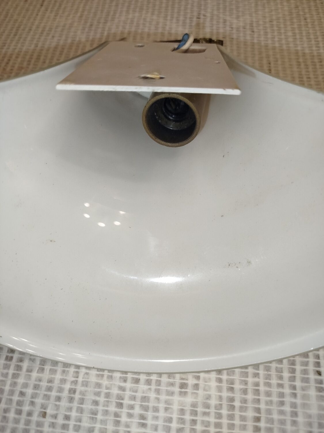 Pair of Italian wall sconces, frosted glass, brass.