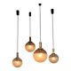 Glashütte Limburg hanging lamp amber glass, 1960s