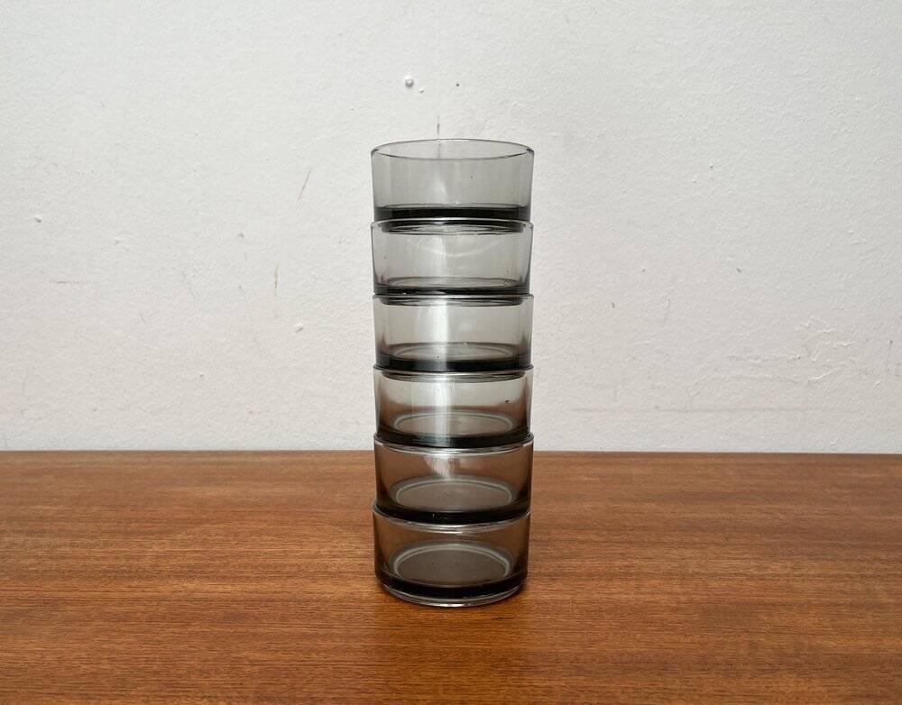 Bols empilables ronds du milieu du siècle en verre, Danemark, années 1960, lot de 6