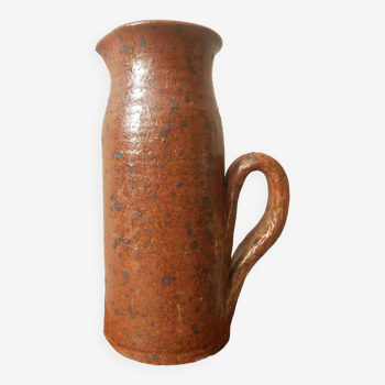 Vintage stoneware pitcher, brutalist decorative object, handmade old pottery
