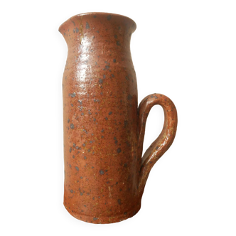 Vintage stoneware pitcher, brutalist decorative object, handmade old pottery