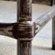 Old workshop stool in steel and beech