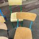 6 mismatched school chairs multicolor industrial vintage school community Mullca