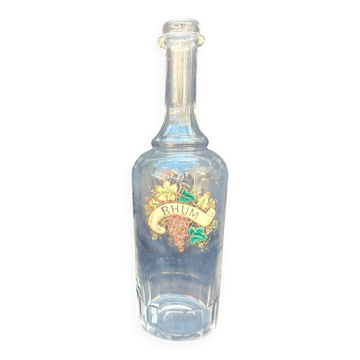 Ancienne bouteille de rhum, verre émaillé, vintage