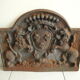 plate fireplace cast nineteenth old cast iron fireback 19th coat of arms lions lily