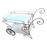 White wrought iron terrace or garden table.