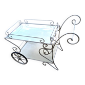 White wrought iron terrace or garden table.