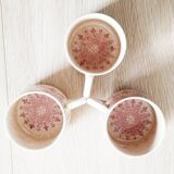 Sarreguemines earthenware coffee cups, "Wagram" pattern with saucer