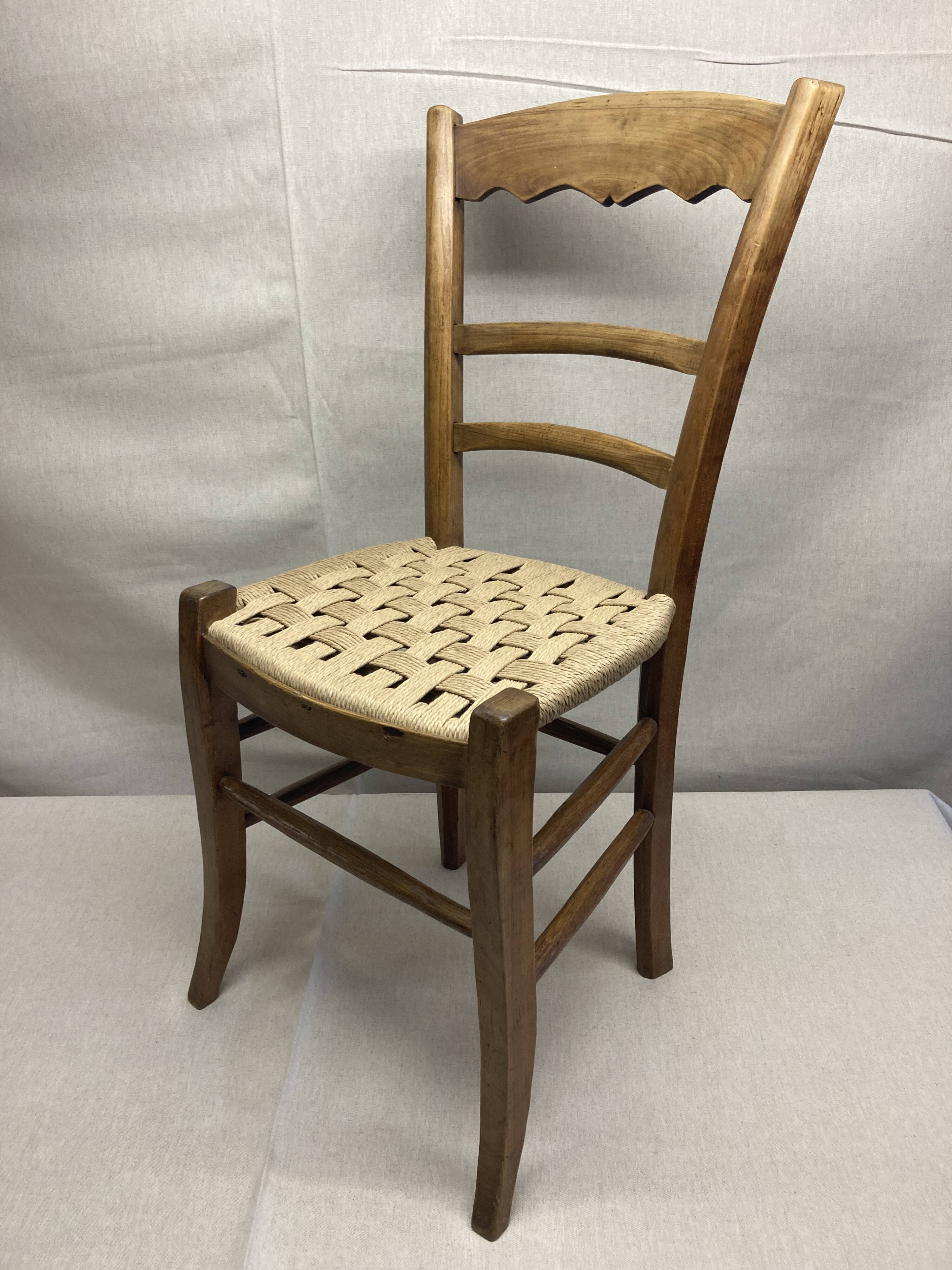 19th-century peasant chair restored – handmade Danish cord weaving