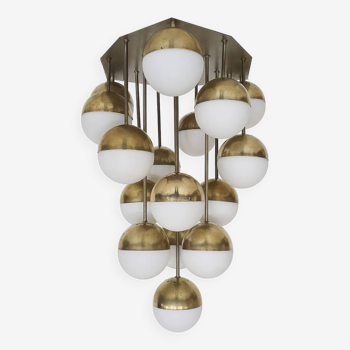 Mid-century chandelier Stilnovo style with 16 globes, Italy 1960's