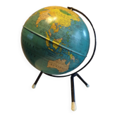 Globe terrestre Taride vintage en tôle années 1960