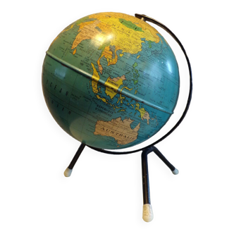 Globe terrestre Taride vintage en tôle années 1960