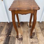Antique louis xv style solid oak side table with curved legs vintage
