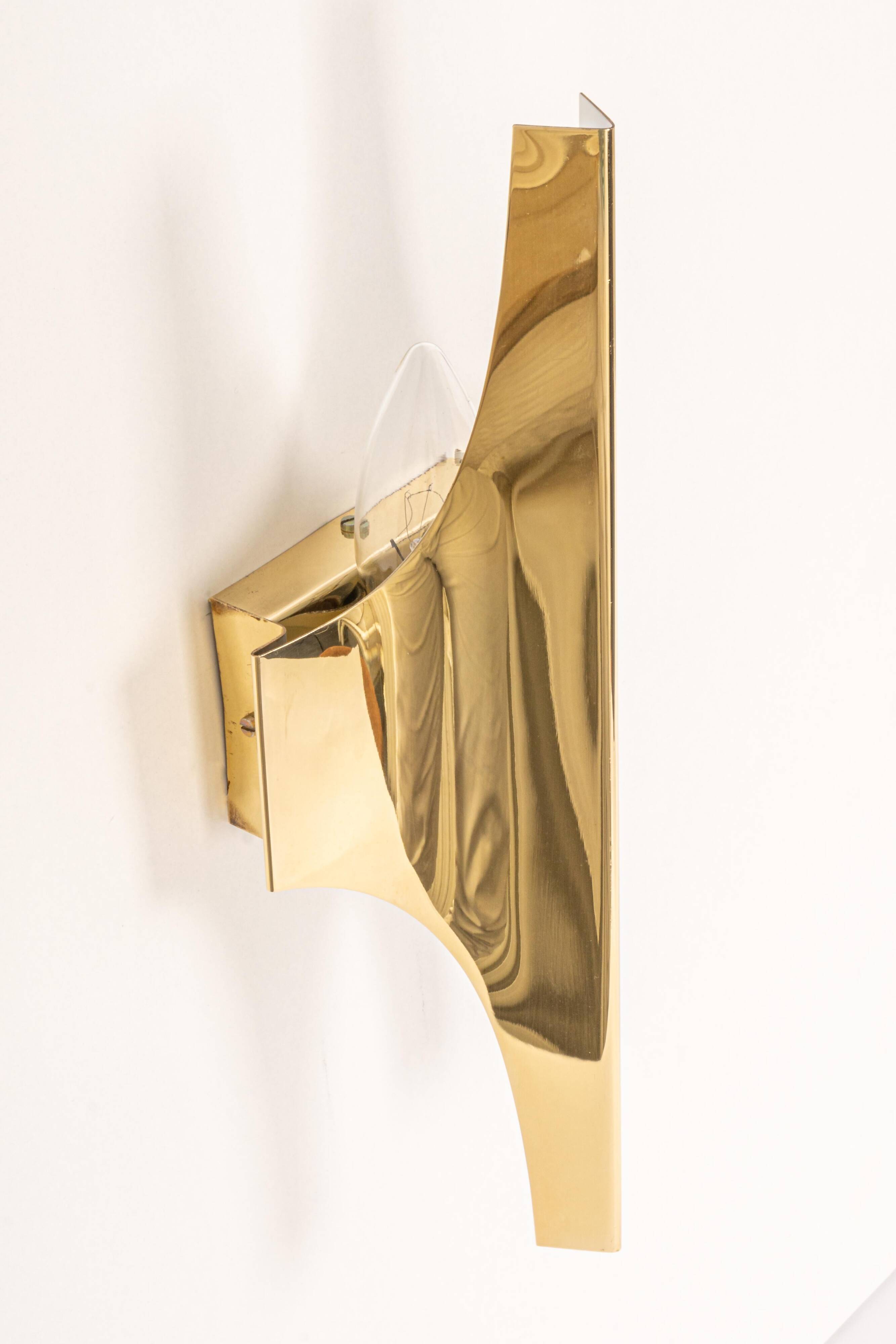 Brass and glass wall sconces by Doria, Germany, 1970s