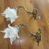 Pair of bronze wall lamps