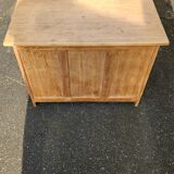 Vintage wooden desk with five drawers from the 1950s-1970s.