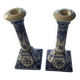 2 candlesticks in the style of the fiancé of Delft, Holland, 1988