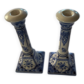 2 candlesticks in the style of the fiancé of Delft, Holland, 1988