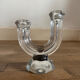 Vintage crystal glass candlestick with two branches.