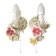 Set von 2 Shabby Chic Wandlampen Tole Schmiedeeisen Porzellan Rosen Blumen