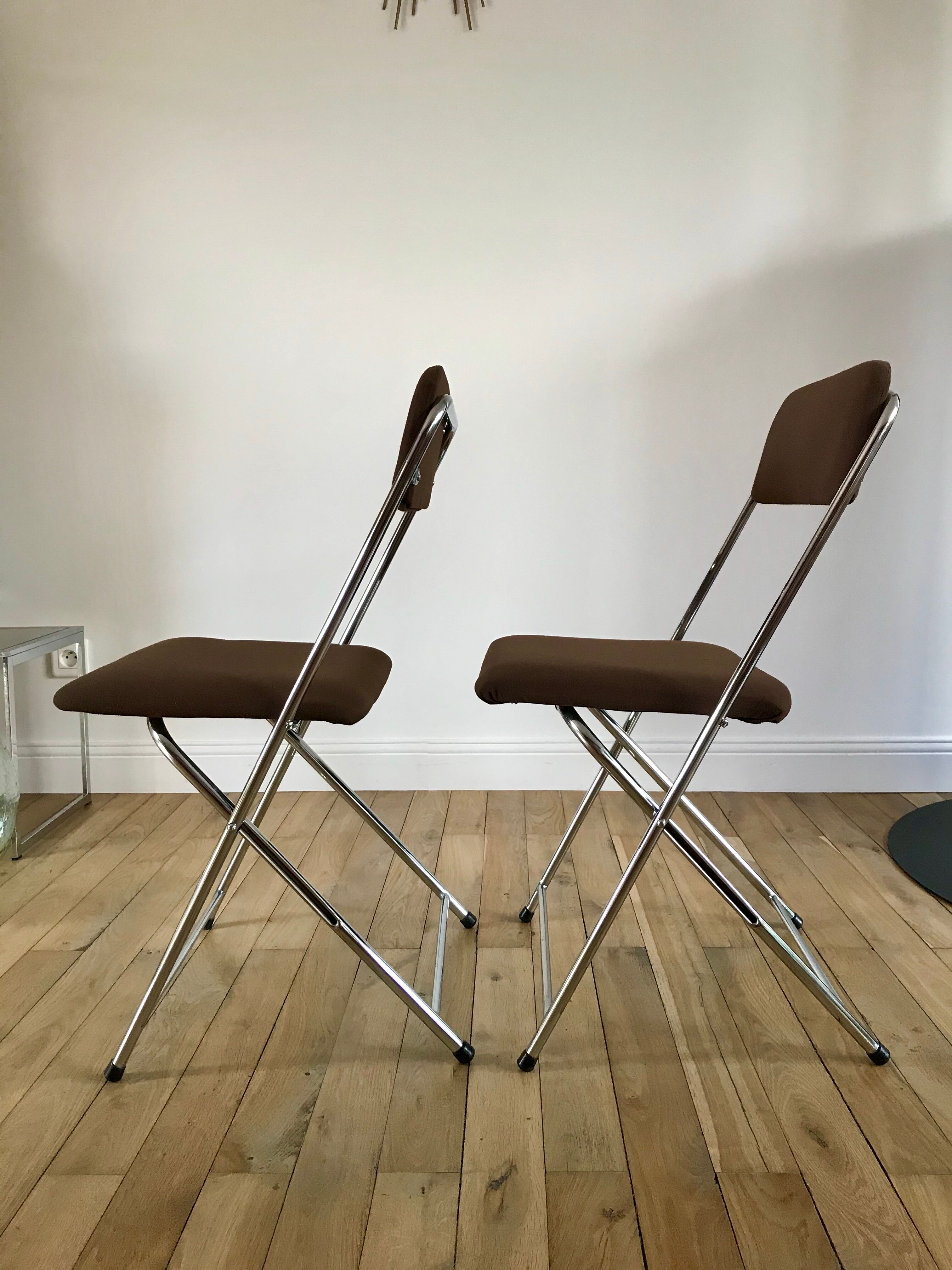 Pair of folding chairs eyrel made in france 1970s